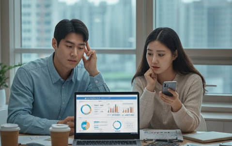 생애최초 LTV 80% 대출 주택담보대출 한도와 DSR 계산기를 보며 고민하는 부부