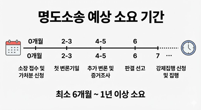명도소송 예상 소요 기간 타임라인