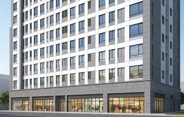 신축 오피스텔 건물 외관 전경